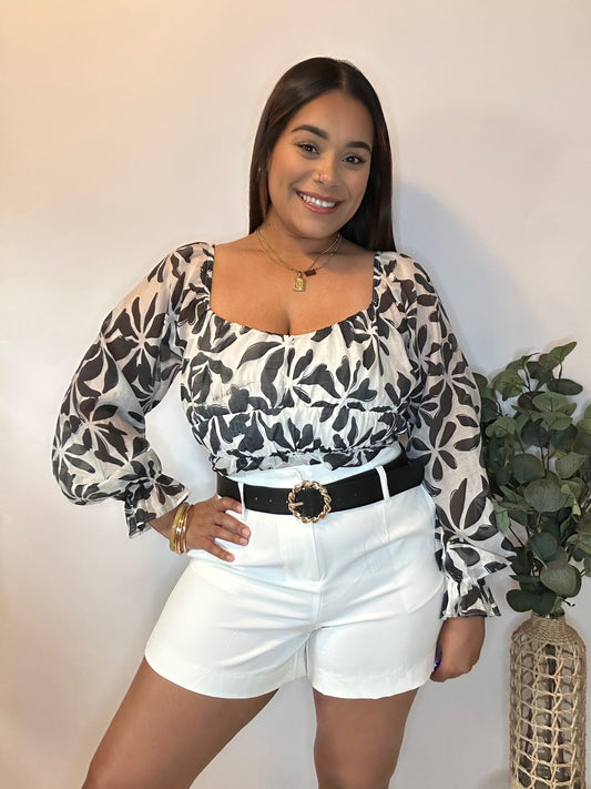 Belted White Shorts